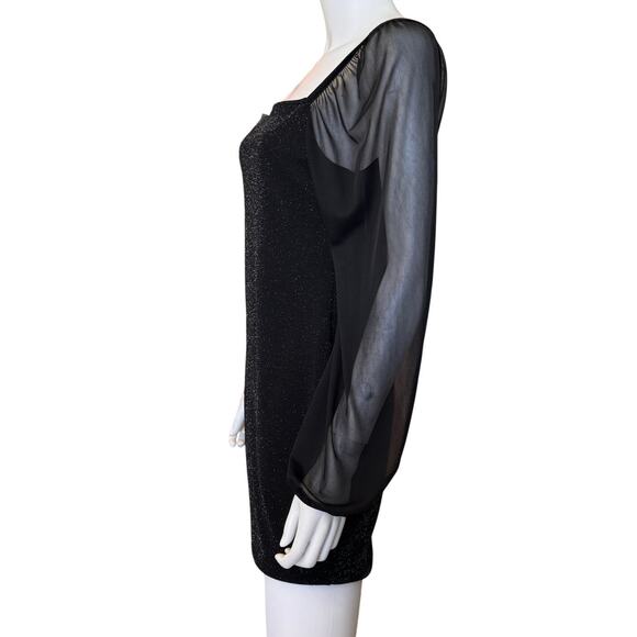NEW JUMP APPAREL NORDSTROM Black Metallic Square Neck Bodycon Dress Size M - Picture 4 of 7